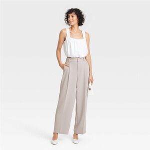 Women's Beige Wide-Leg Pants
